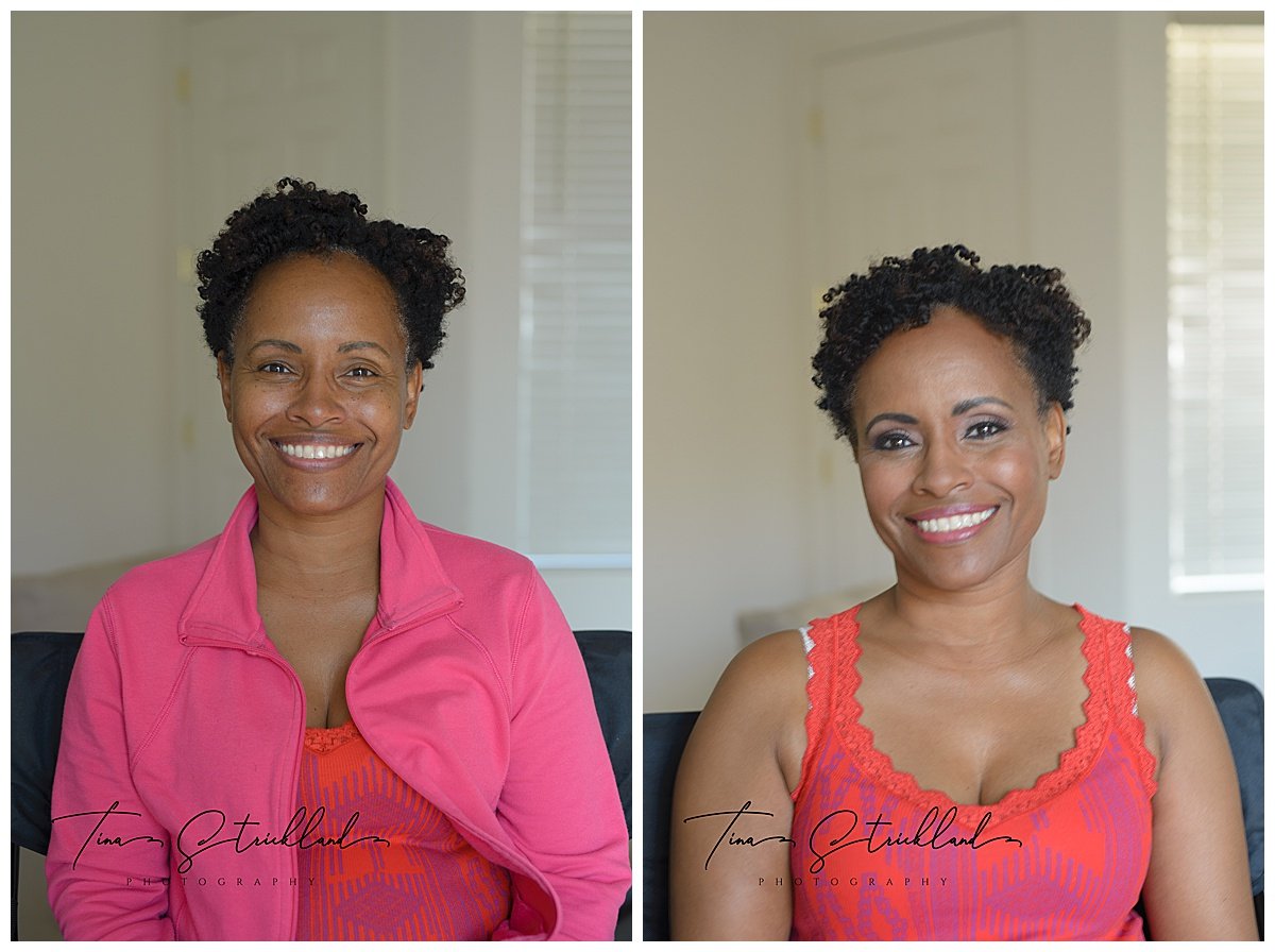 Images of a client with professional makeup for her session