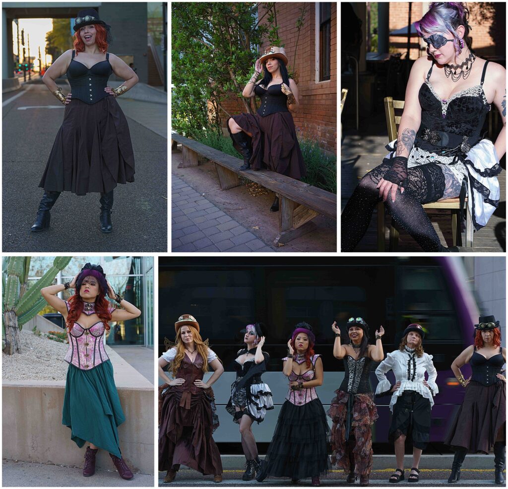 Images of women in steam punk attire.